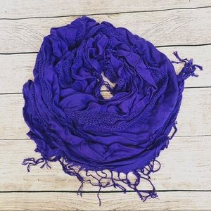 Purple fringe scarf